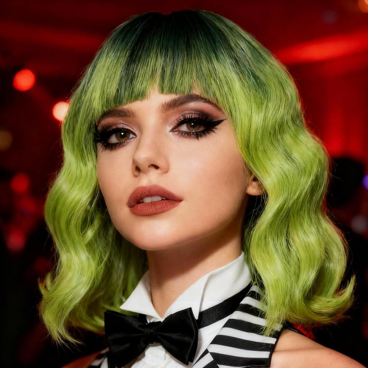 LuxusKollektion Kunsthaarperücke Perücke synthetisch Bob Pony kurz lockig Cosplay Damen Ombre Grün