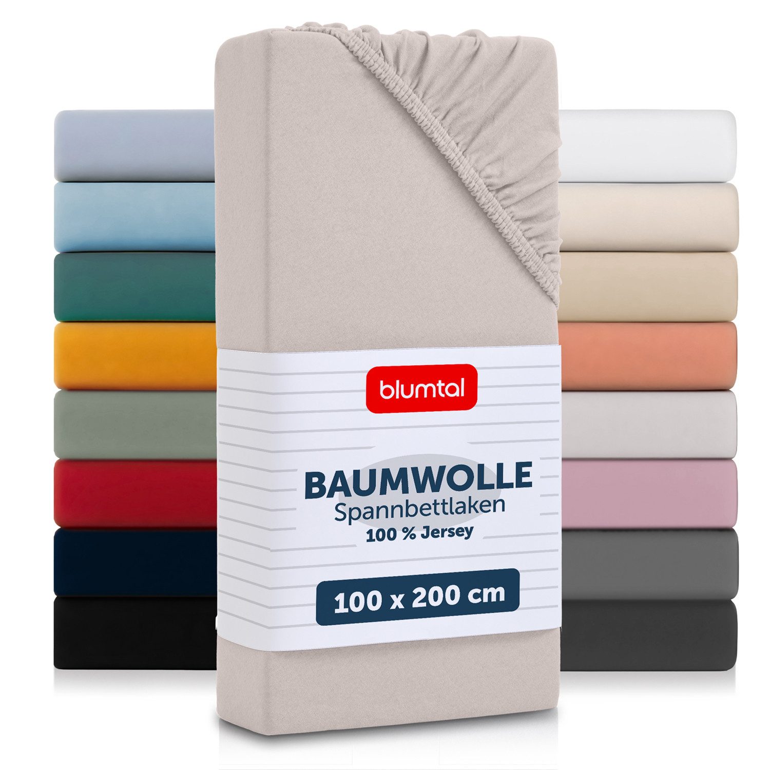 Blumtal Spannbettlaken Blumtal Basics 100% Baumwolle - Jersey, Baumwolle, Gummizug: Rundum, (1 Stück), Jersey Bettlaken - atmungsaktiv, strapazierfähig und faltenfrei