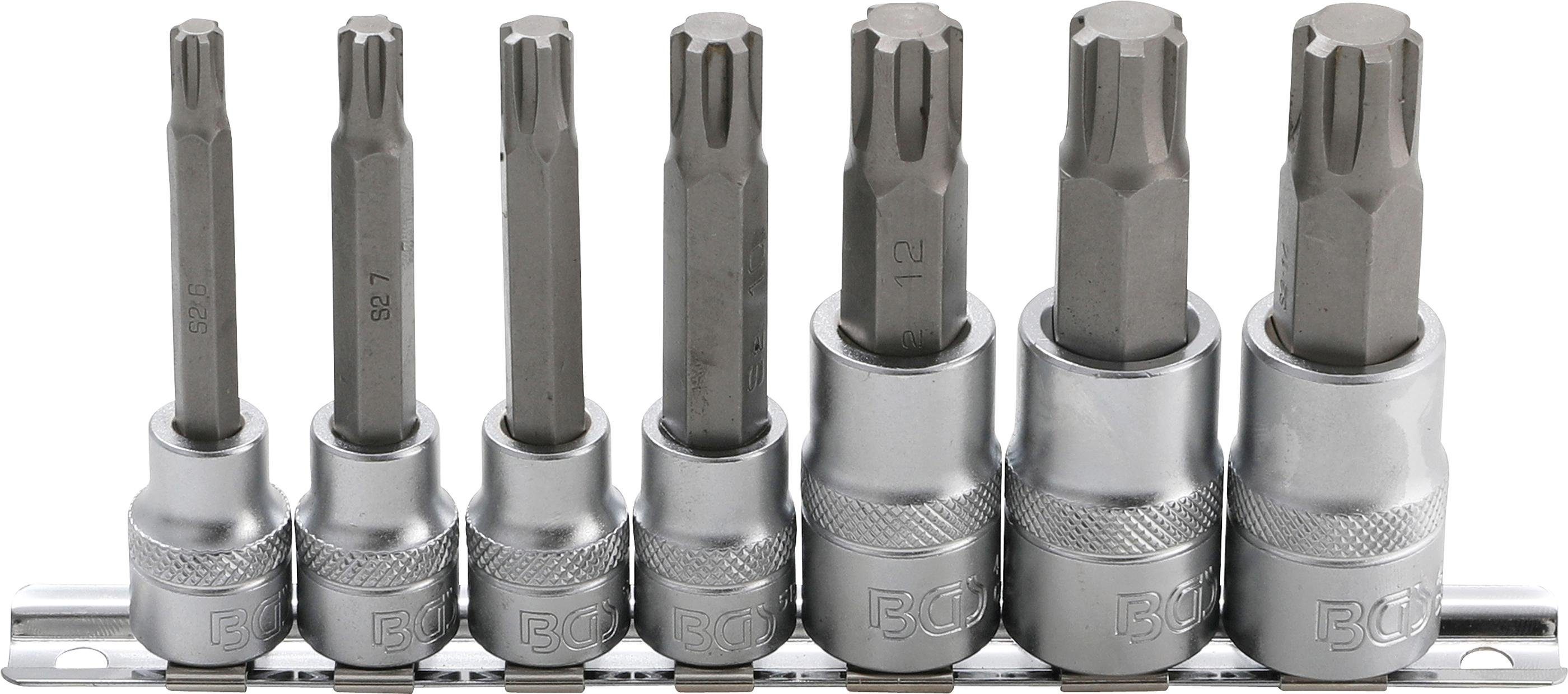BGS technic Bit-Set Bit-Einsatz-Satz, Antrieb Innenvierkant 10 mm (3/8) / 12,5 mm (1/2), Keil-Profil (für RIBE) M6 - M14, 7-tlg.