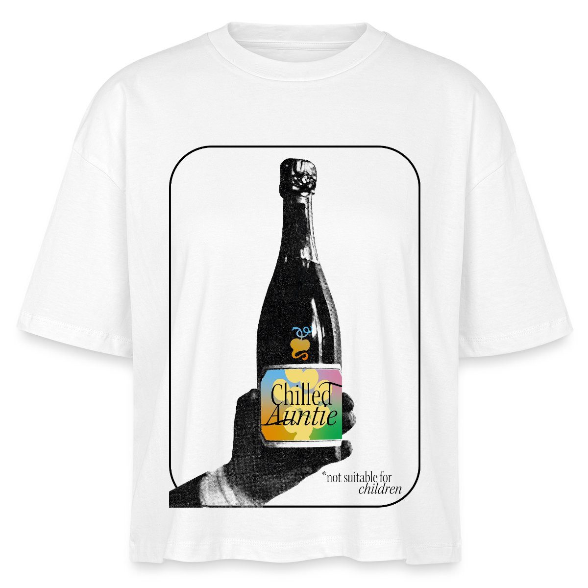T-Shirt Chilled Auntie Pop-Art Bottle Boxy Shirt Damen