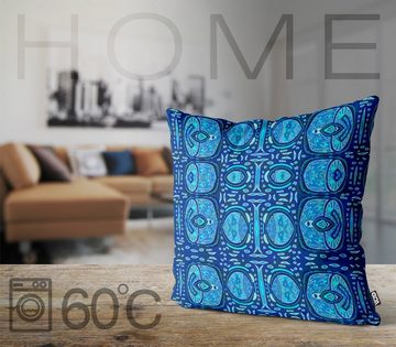 Kissenbezug, VOID (1 Stück), Kultur Afrika Ethno Muster Blau Orient Design Dekor dunkelblau grafik