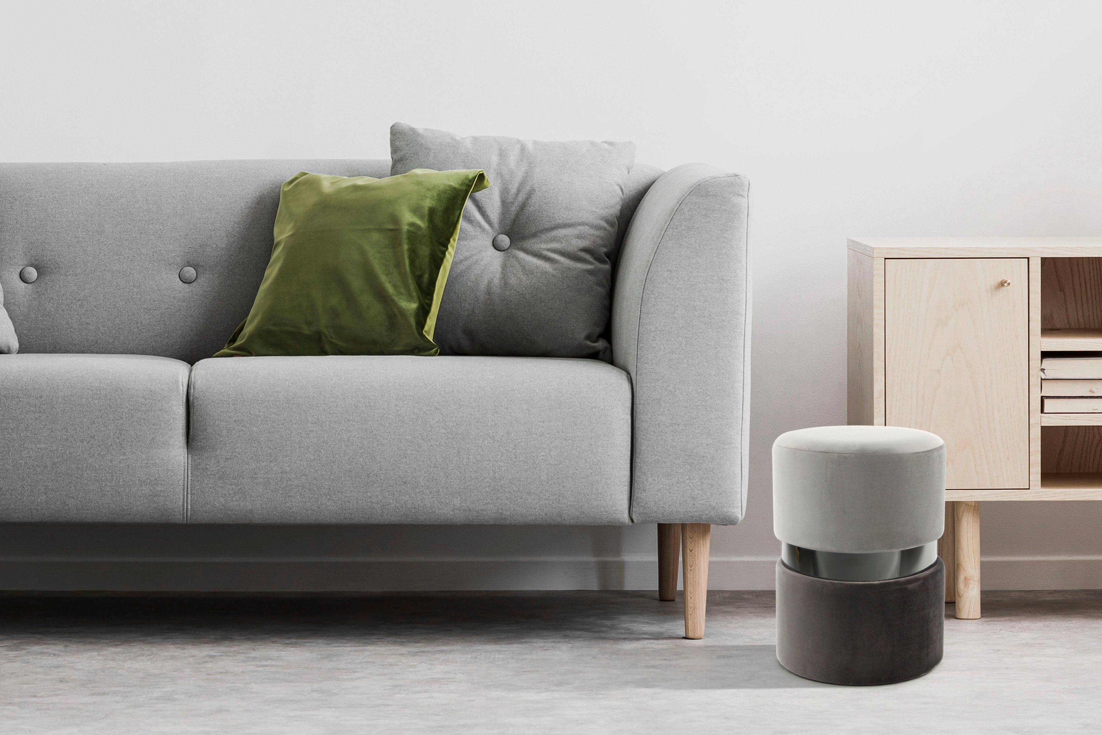 Kayoom Sitzhocker Hocker Gipsy 825, stilvoller Sitzhocker, runde Form, stilvolles Design (1 St), samtweich, platzsparend, vielfältig einsetzbar, weiche Polsterung