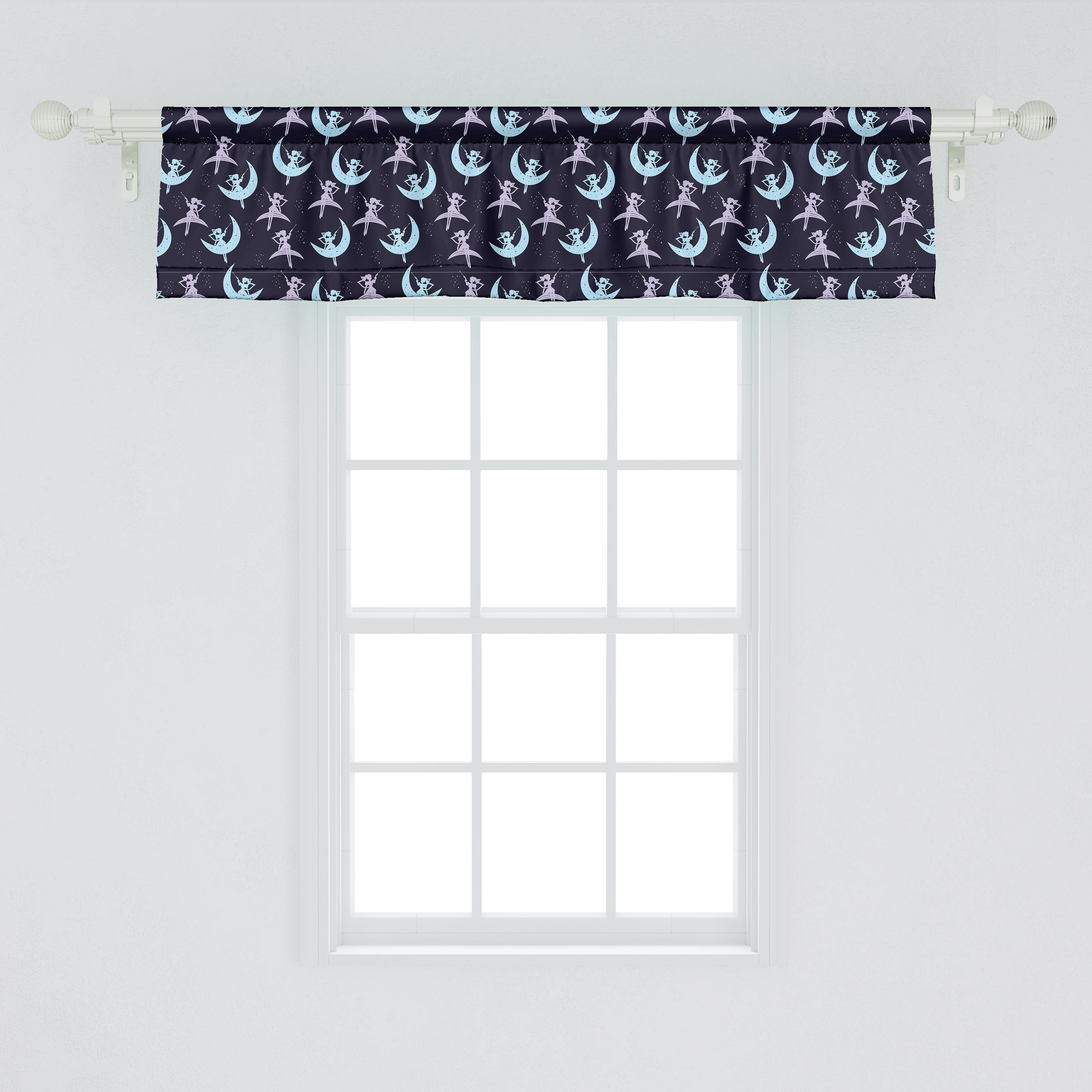 Schlafzimmer Küche Vorhang magic Stangentasche, Volant Crescent für Microfaser, Dekor Abakuhaus, mit Moon Scheibengardine Fliegen-Fee