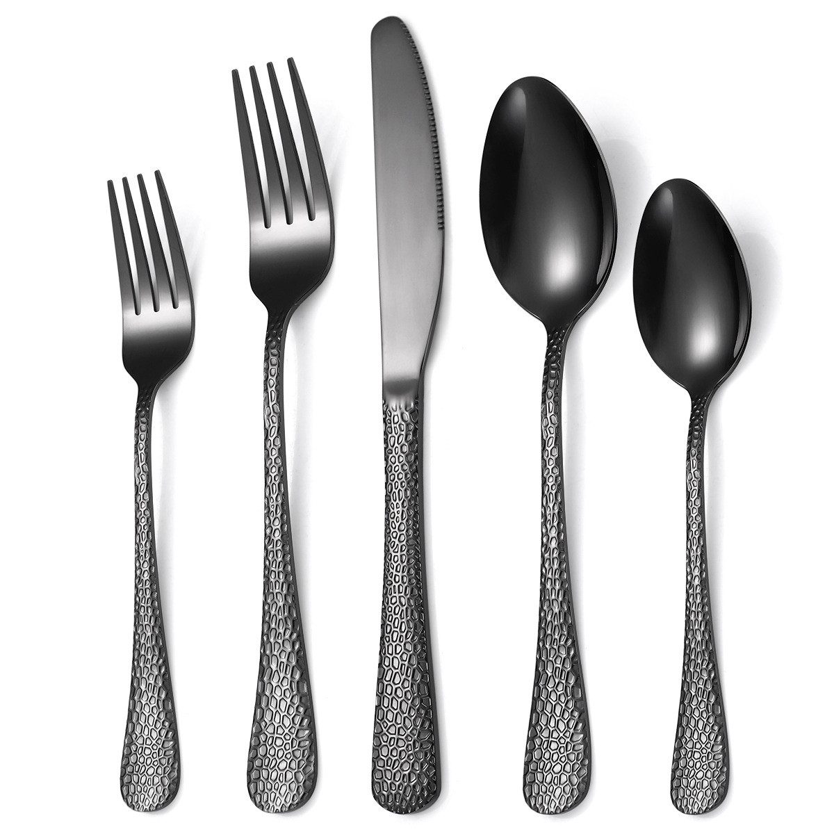 Venkuber Besteck-Set 20-teiliges Besteckset, Hammered Edelstahl-Besteckset, 4 Sätze Besteckset für Restaurant, Hotel und Heimgebrauch