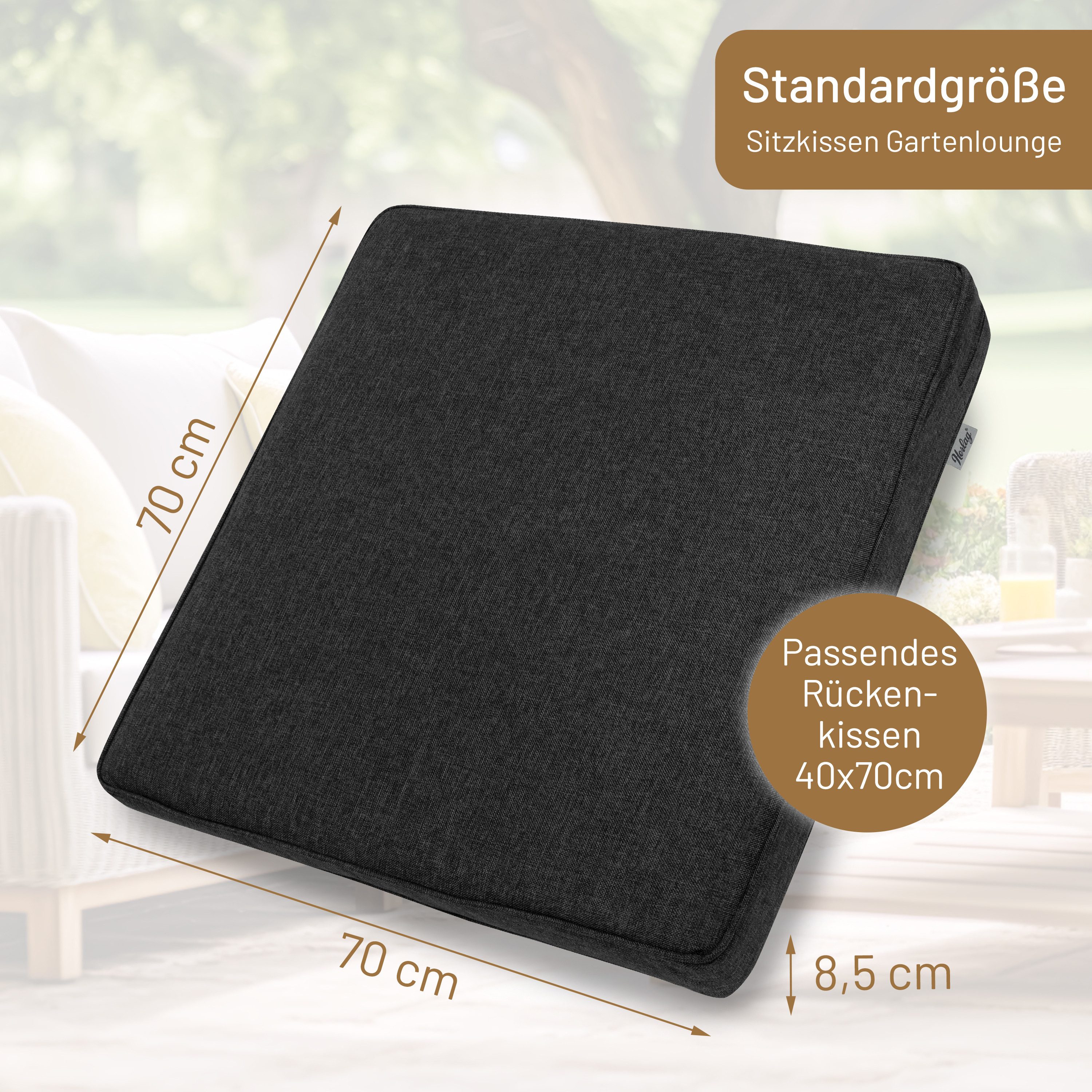 Herlag Stuhlkissen Sunny, Outdoor Loungekissen Gartenlounge Rattanmöbel Wetterfest