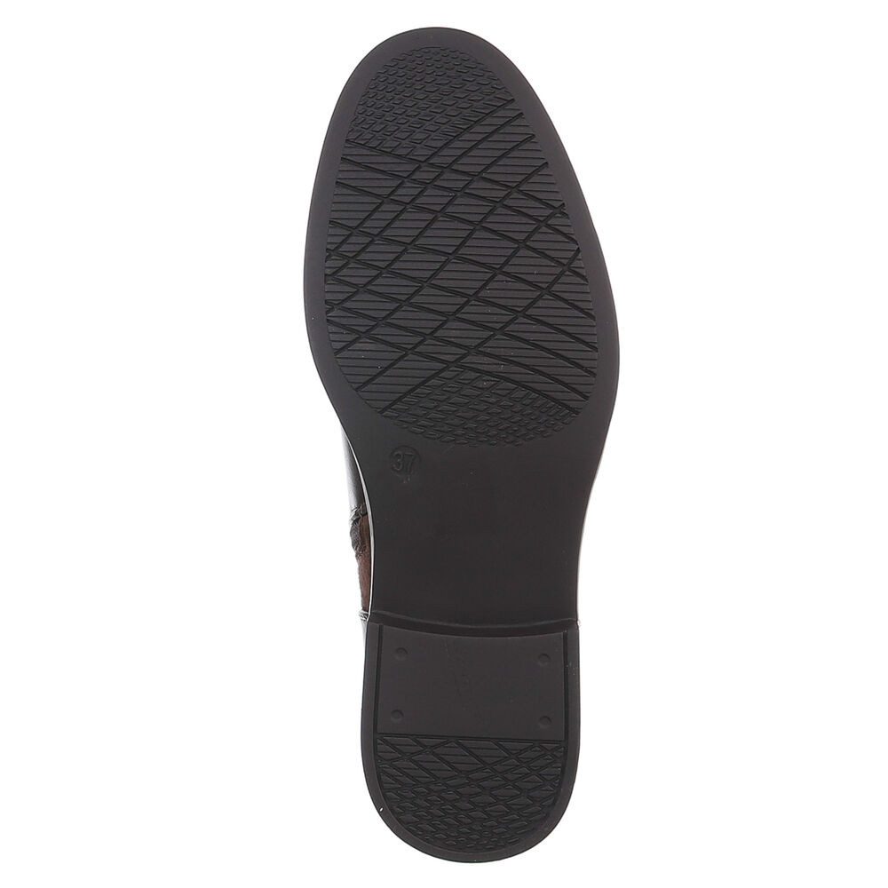 Ital-Design Damen Chelsea Boot mit Metallelement und Blockabsatz Stiefelette (92299772) Blockabsatz Flache Stiefeletten in Braun – Bild 3 von 5