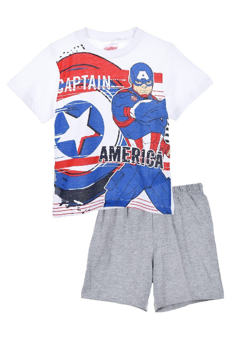 The AVENGERS Shorty Captain America Jungen Pyjama kurzarm Nachtwäsche (2 tlg)