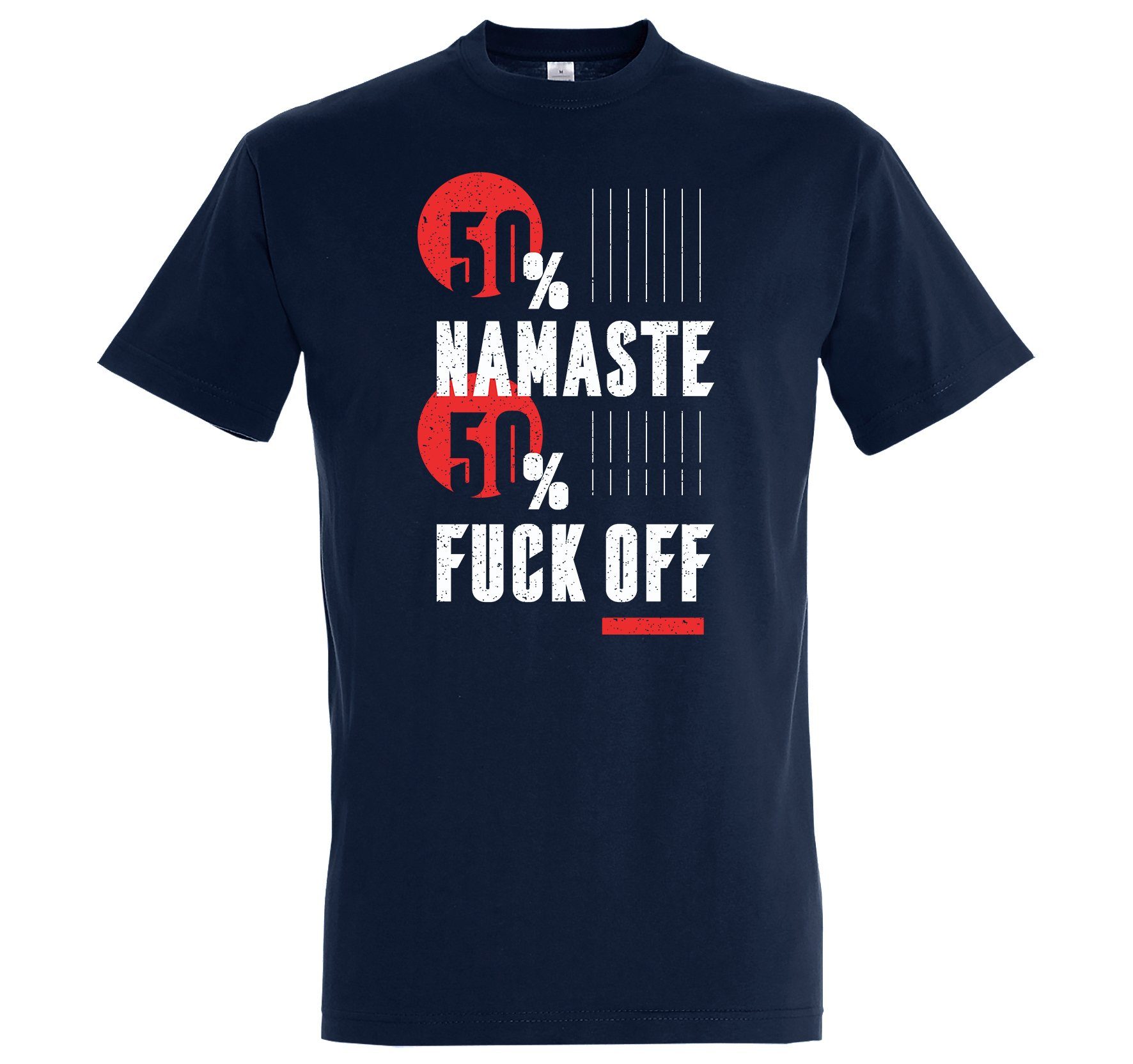 Youth Designz Print-Shirt "50% Namaste, 50% F**k Off" Herren T-Shirt mit lustigem Spruch Navy Blau