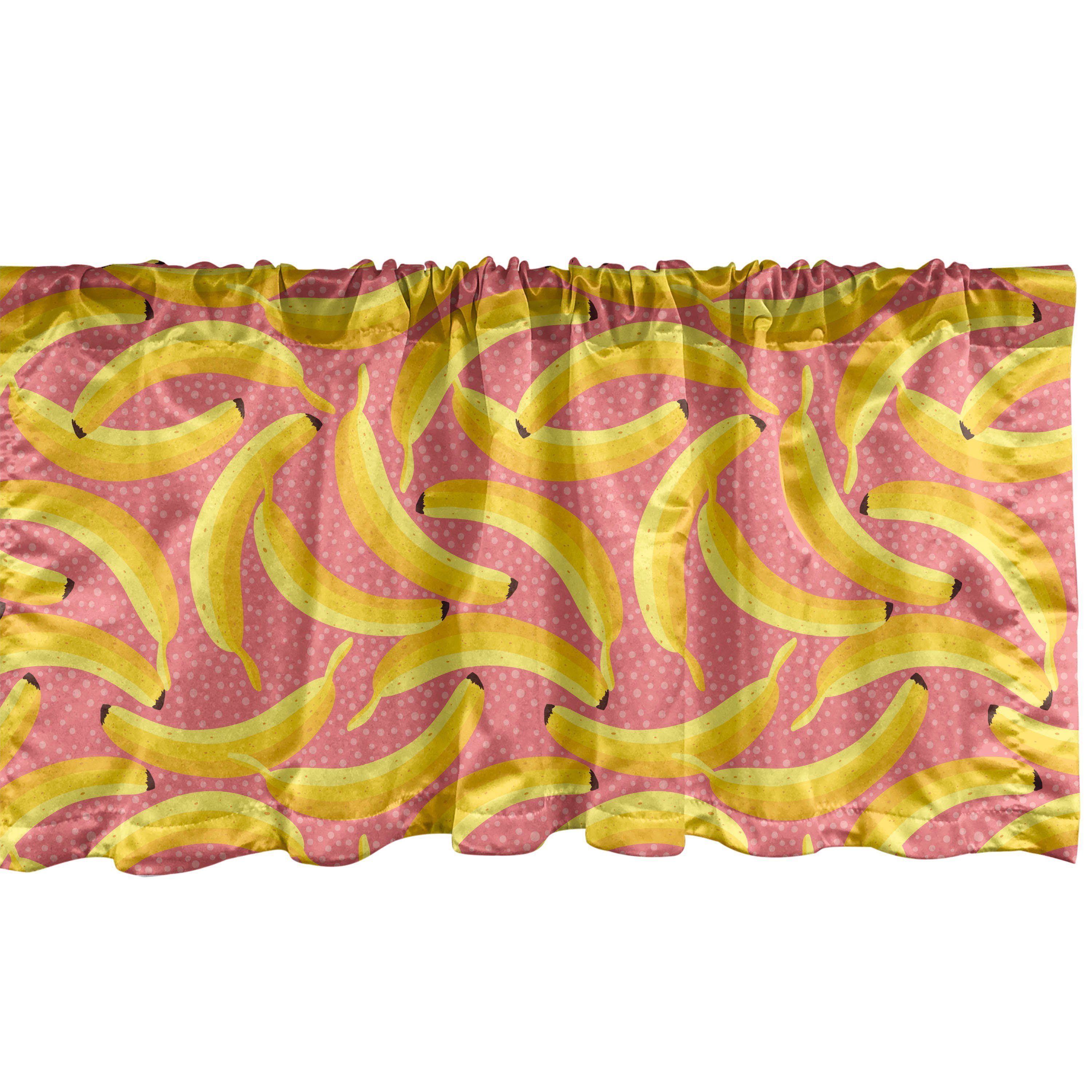 Scheibengardine Vorhang Volant für Küche Schlafzimmer Dekor mit Stangentasche, Abakuhaus, Microfaser, Banane Exotische Früchte und Tupfen