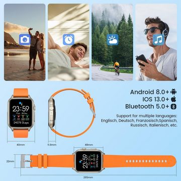 NONGAMX Smartwatch (2.0 Zoll, Andriod IOS), Schrittzähler, Wasserdicht, Sportuhr Fitness Tracker Herzfrequenz