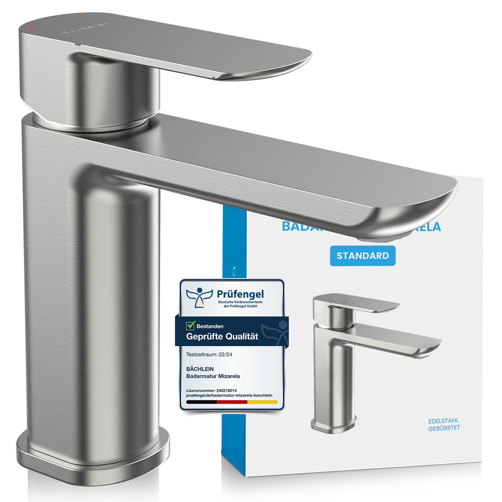 Bächlein Badarmatur Elegante Waschtischarmatur Mizarela (Edelstahl gebürste günstig online kaufen