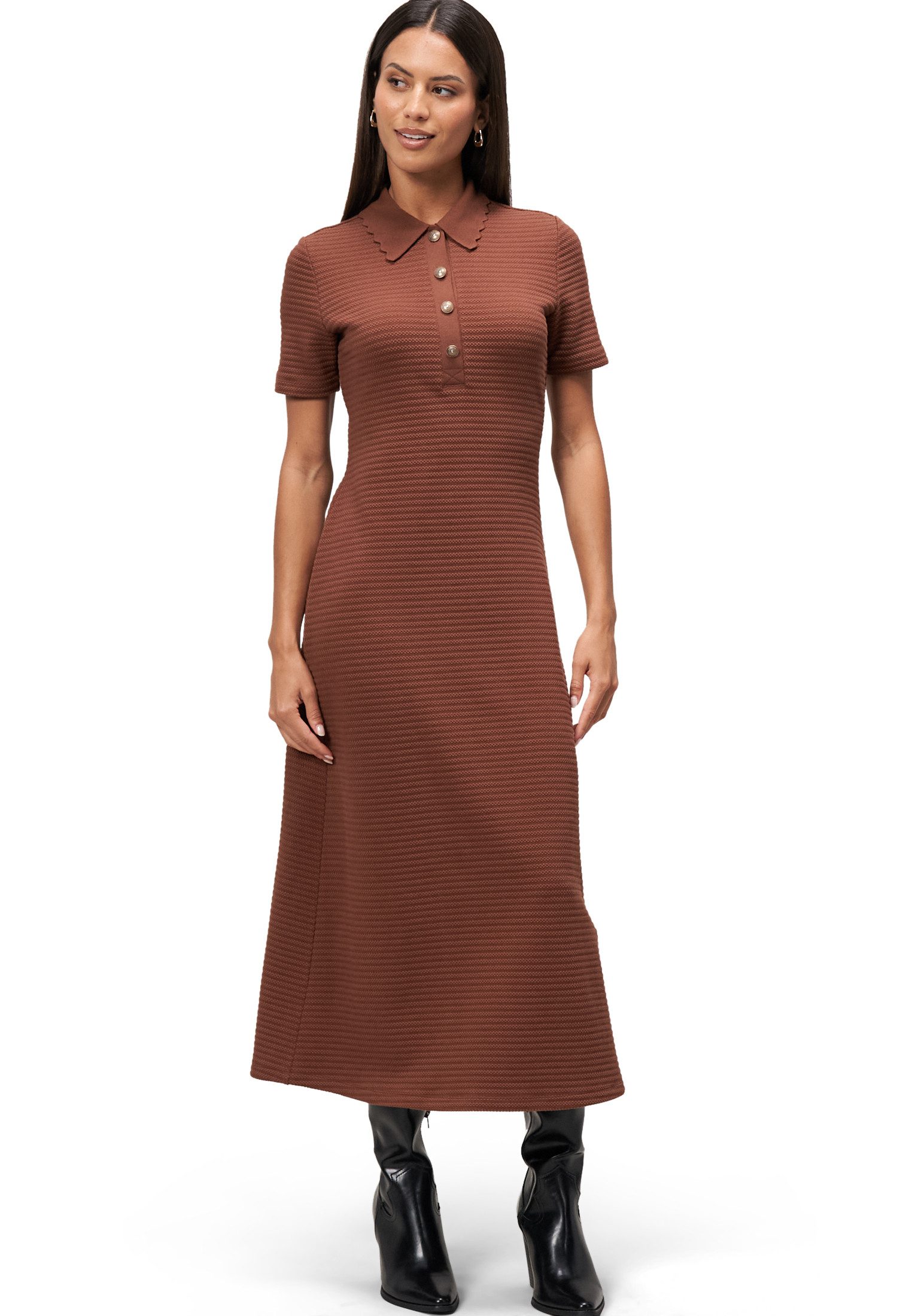 Zero Strickkleid Damen mit Polokragen Knopfleiste