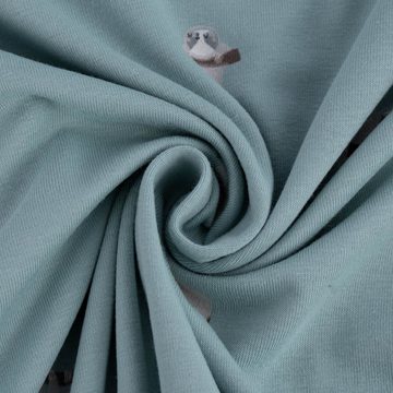 SCHÖNER LEBEN. Stoff Jersey Baumwolljersey Kinderstoff Faultiere mintgrün 1,50m Breite, allergikergeeignet