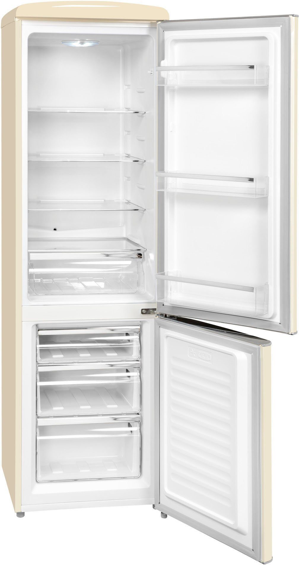 exquisit Kühl-/Gefrierkombination RKGC250-70-H-160E magnolienweiss, 181 cm hoch, 55 cm breit, 244 L Volumen, 4 Sterne Gefrieren