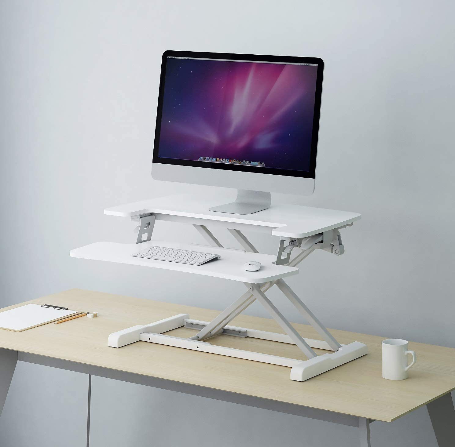 Schreibtischaufsatz auswählbar) Computertisch (Größe FLEXISPOT Stehpult M17, Sitz-Steh-Schreibtisch und Schwarz&Weiß M17/M17M