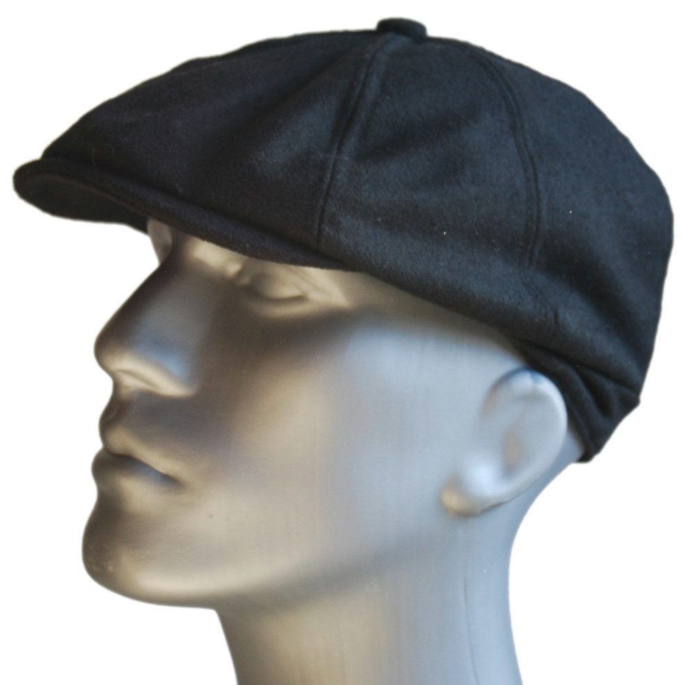 Cool4 Schiebermütze Gatsby 8-Panel Filz Flatcap Peaky Blinders Schwarz 8-Panel Ballon Flatcap