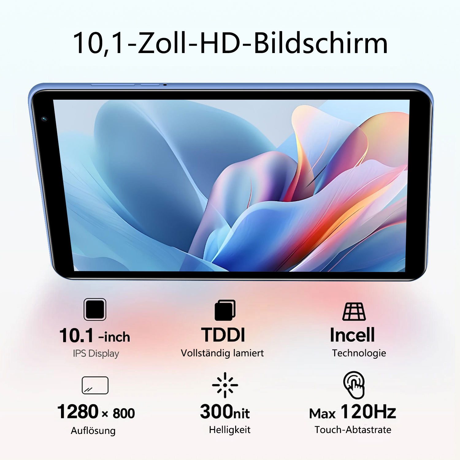 Fine Life Pro 10,1 Zoll Einsteiger-Tablet mit Tastatur & Schutzhülle–4G/WLAN Anrufe Grafiktablett (3GB RAM + 128GB ROM, 5000mAh Akku, Dual-SIM, Ideal für Anfänger)