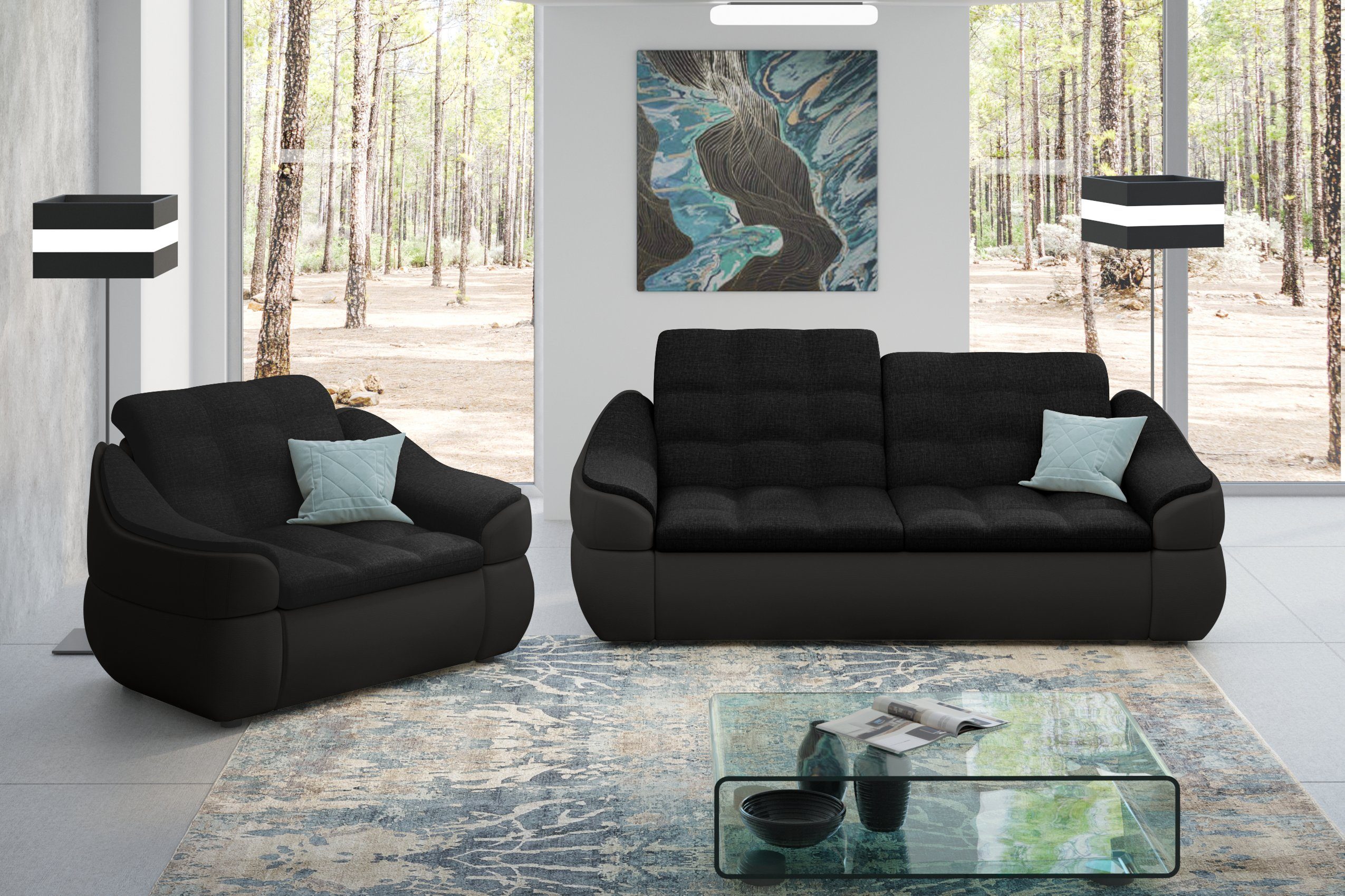 Stylefy Polstergarnitur Alisa, (Set (2-tlg), bestehend aus 2-Sitzer Sofa und Sessel, Modern Design, made in Europa