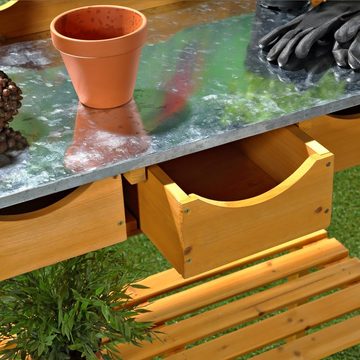 Feel2Home Pflanztisch Pflanztisch Arbeitstisch Blumentisch Gartentisch Gärtnertisch Holz, hochwertiger Oberflächen-Platte
