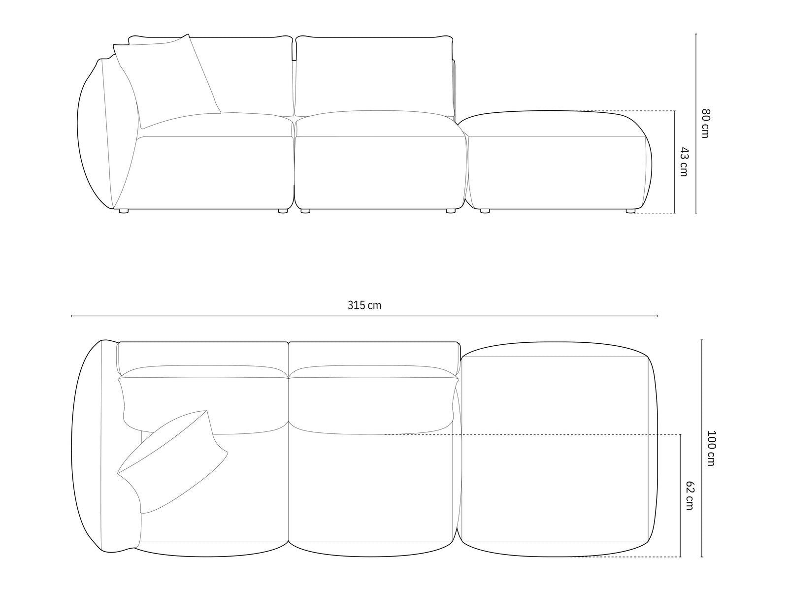 Micadoni Sofa Chris, 3-Sitzer modular