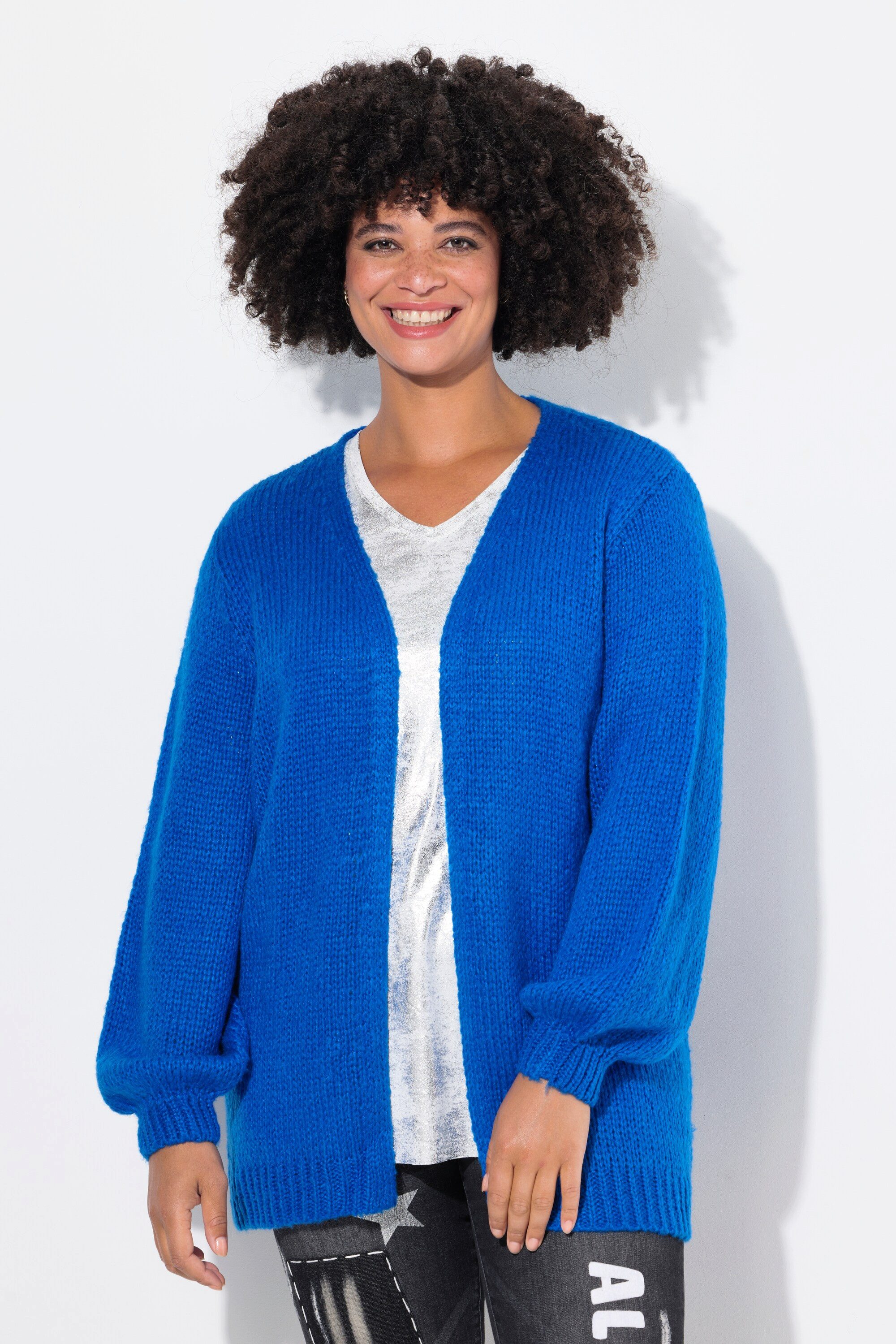 Strickjacke Strickjacke Straight Fit Ballonärmel
