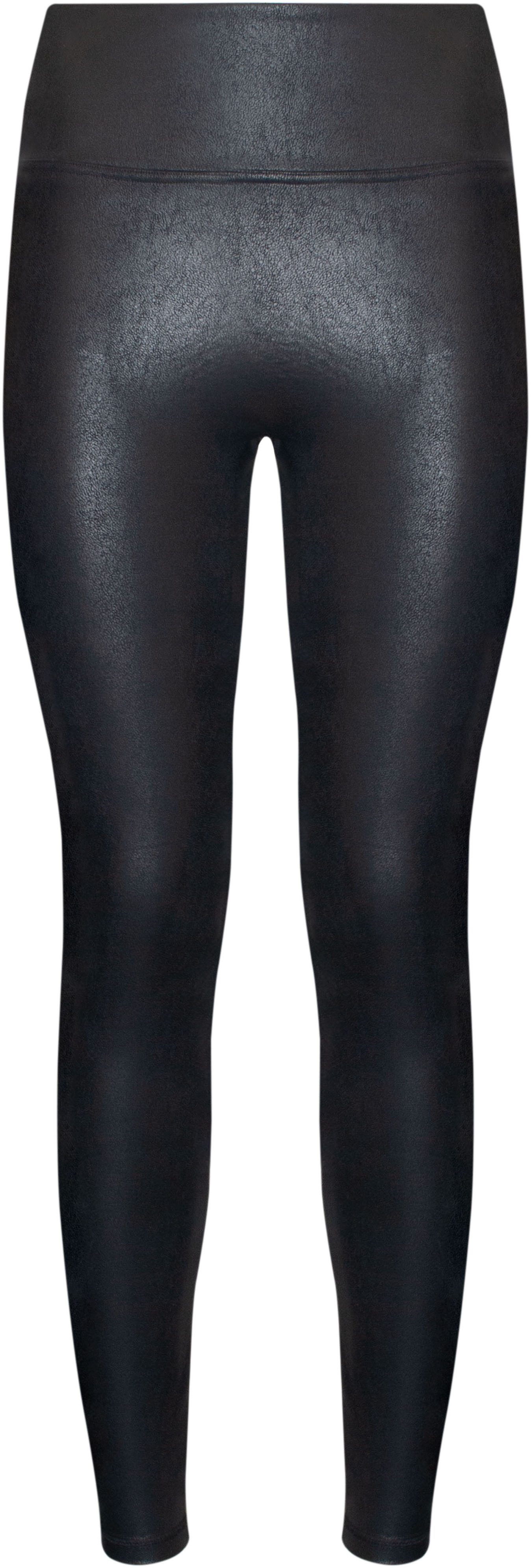 MAGIC Bodyfashion Leggings Leather Look Legging hoch tailliertes Design, keine vordere Mittelnaht