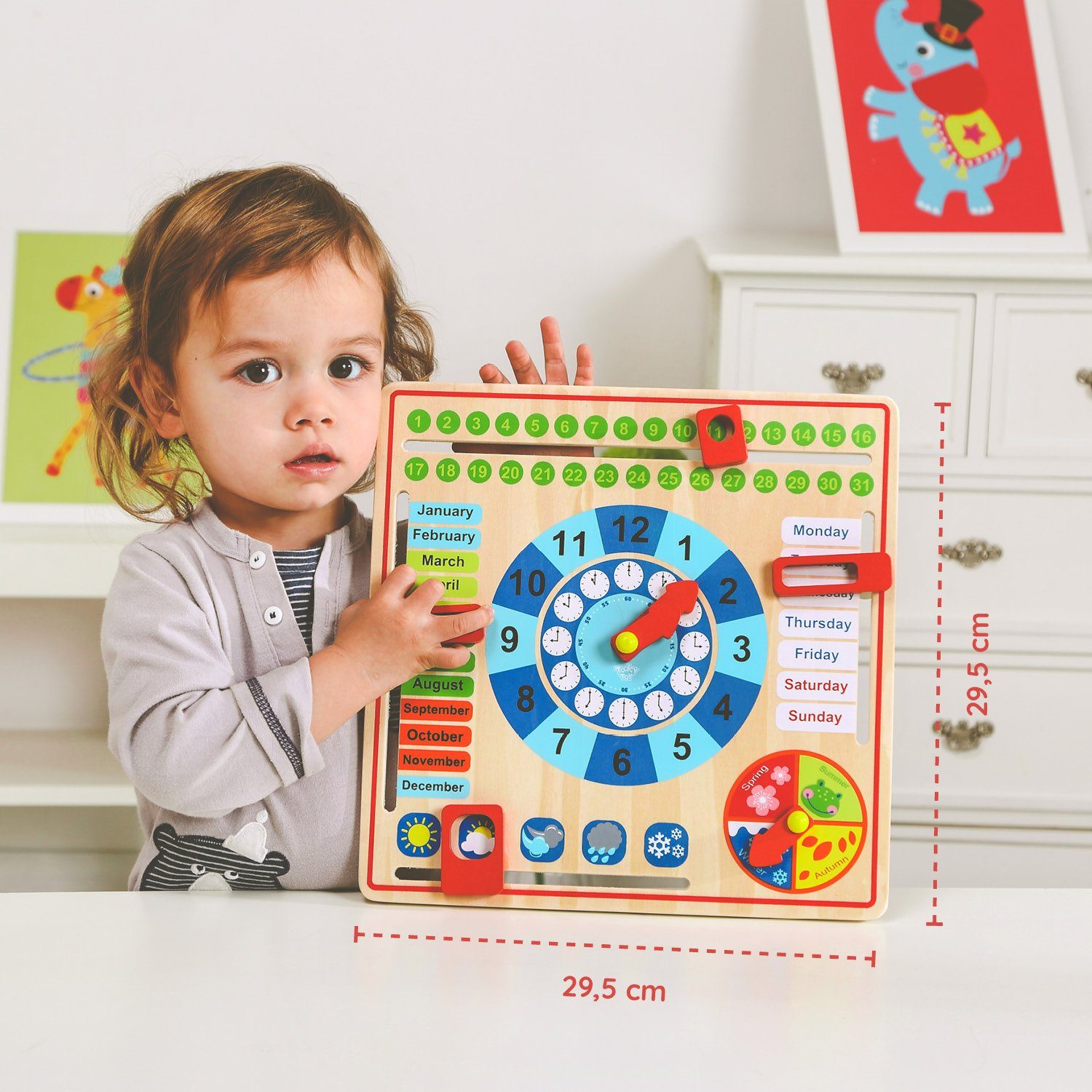 Tooky Toy Lernspielzeug Holz Jahresuhr Lernuhr günstig online kaufen
