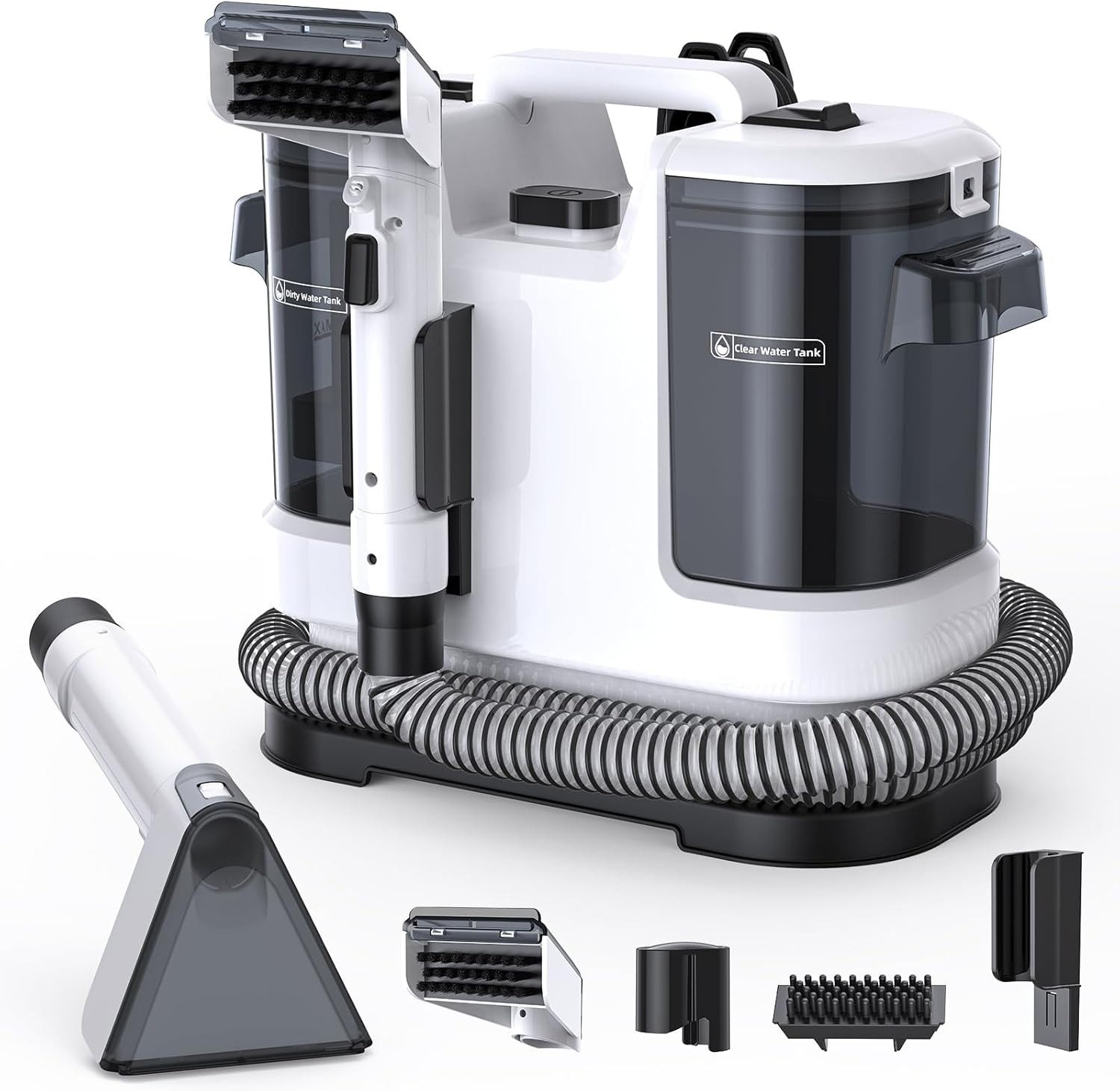 Athlix Nass-Trocken-Sauger Nasssauger Polsterreiniger Heißwasser Teppichreiniger Selbstreinigend, 450 W, beutellos, 13,5 kPa Saugleistung, 450W Motor, 1,75L Doppelwassertanks