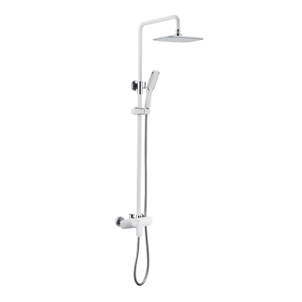 Duschsystem Duscharmatur Weiß Regendusche Duschset Brausegarnitur mit Duschkopf
