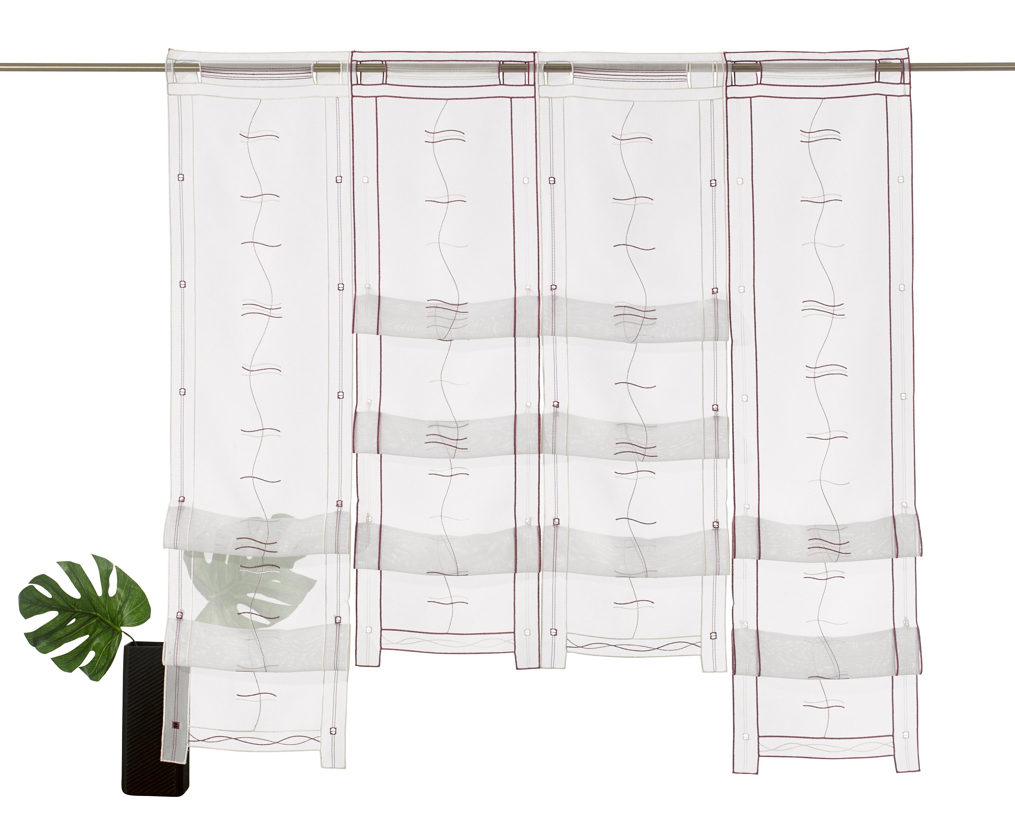 Weckbrodt Scheibengardine Selina (1 St), Stangendurchzug, transparent, Voile, Hochraff, Gardine, Voile, echte Stickerei, transparent, Store