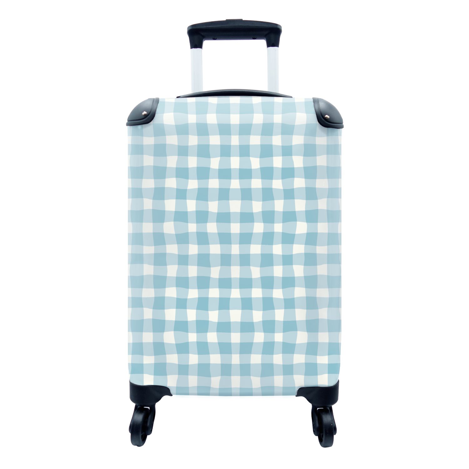 MuchoWow Handgepäckkoffer Pastell - Trolley, für 4 Blau mit rollen, Handgepäck Reisekoffer Reisetasche Muster, Rollen, Ferien, 