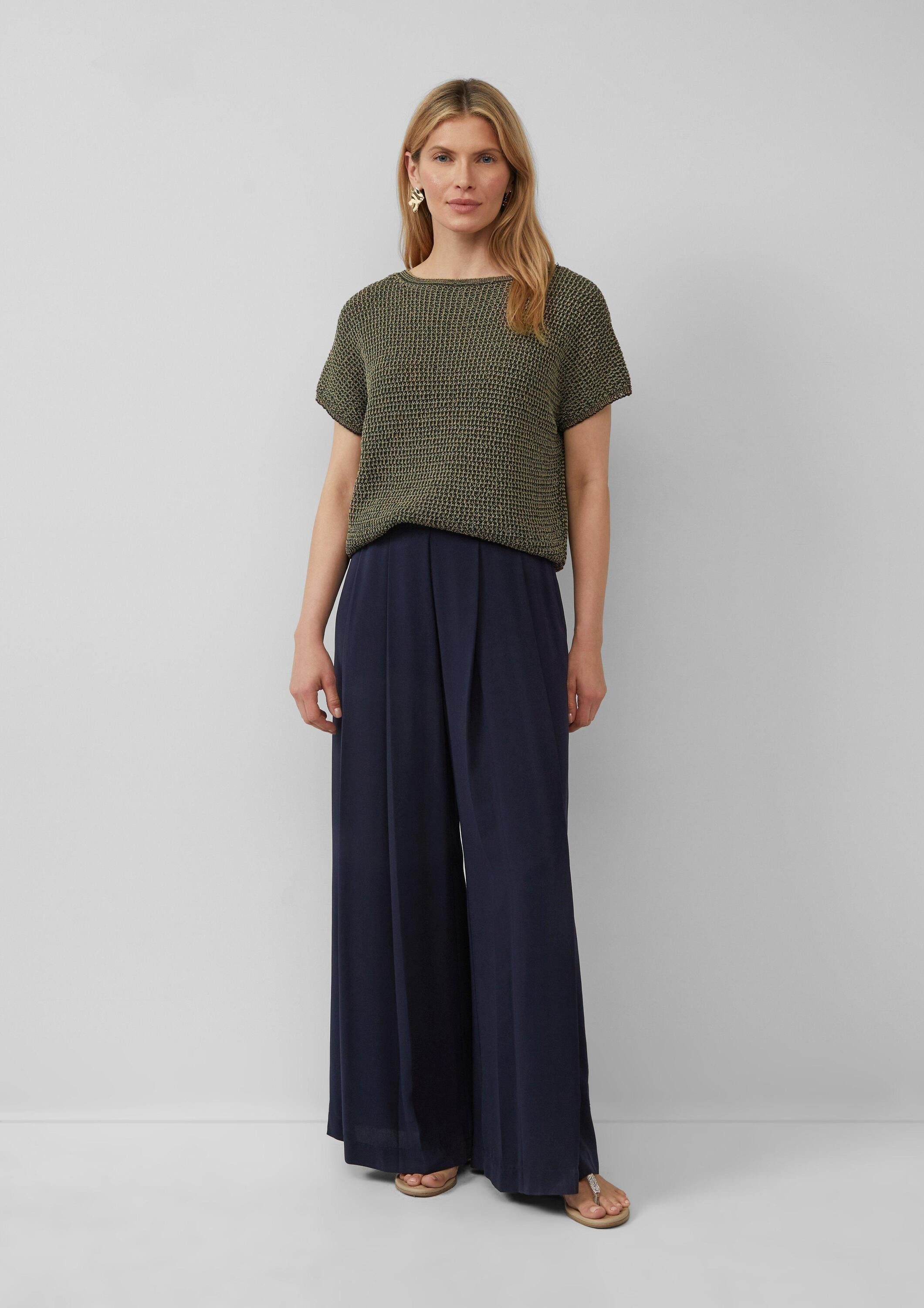 s.Oliver Chinos Hose Wide-Leg-Hose aus Crêpe mit Falten