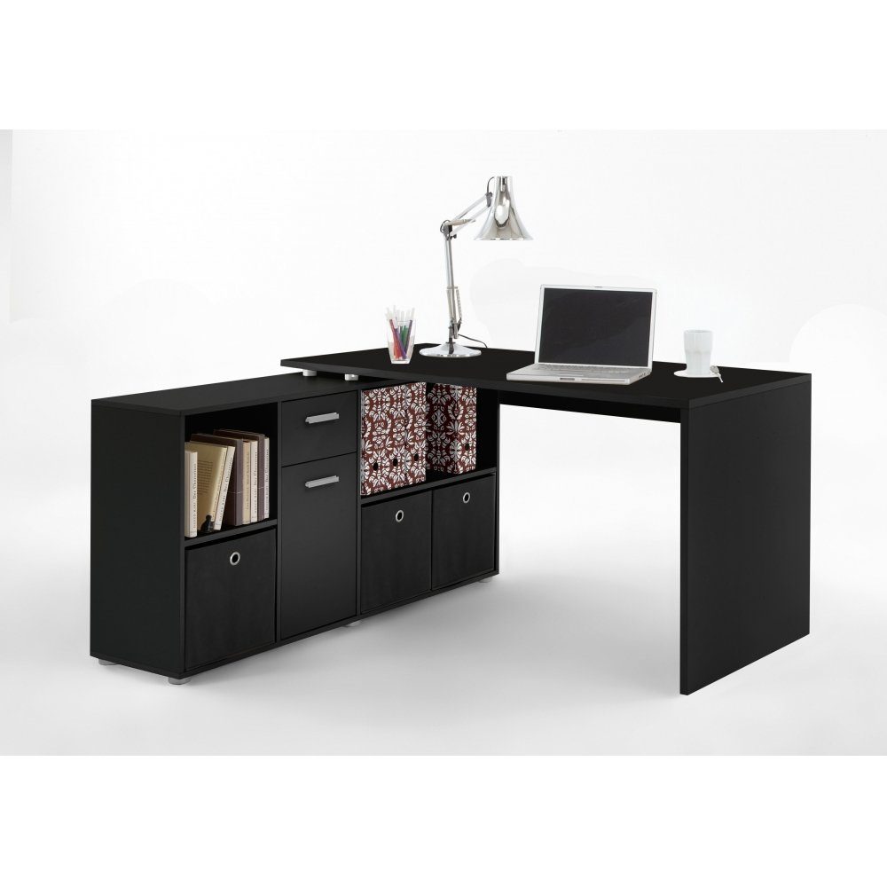 FMD Möbel Schreibtisch Schreibtisch schwarz FMD Büro Bürotisch Winkelkombination LEX Arbeitstisch