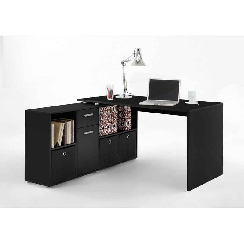FMD Möbel Schreibtisch Schreibtisch Bürotisch Arbeitstisch Winkelkombination LEX schwarz