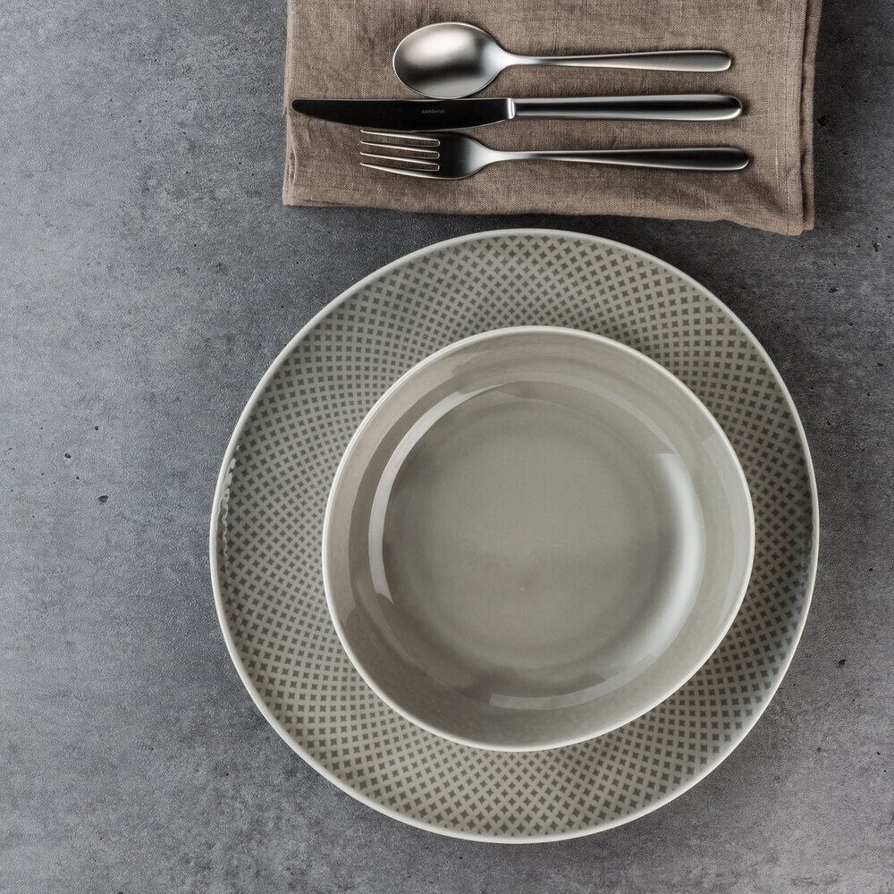 Rosenthal Geschirr-Set Geschirr-Set 16-tlg. Junto Pearl Grey, Porzellan, 16-teiliges Kombiservice, Geschirrset, Tafelservice, für 4 Personen