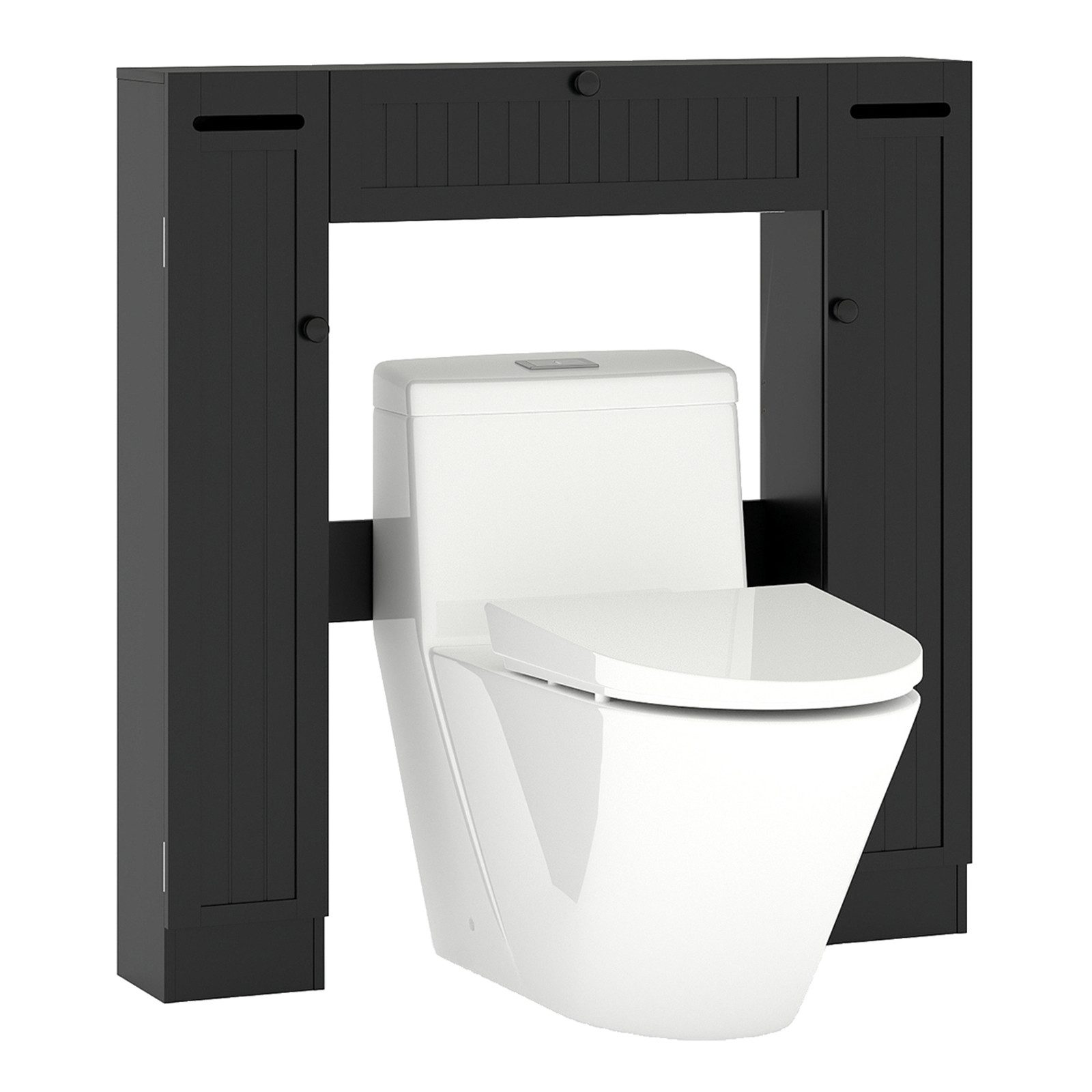 COSTWAY Wäscheschrank Holz, mit Toilettenpapierhalter