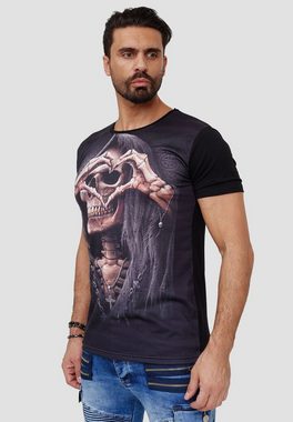 John Kayna T-Shirt Herren T-Shirt Skull design Totenkopf Kurzarm (Shirt Polo Kurzarmshirt Tee, 1-tlg., im modischem Design) Fitness Freizeit Casual