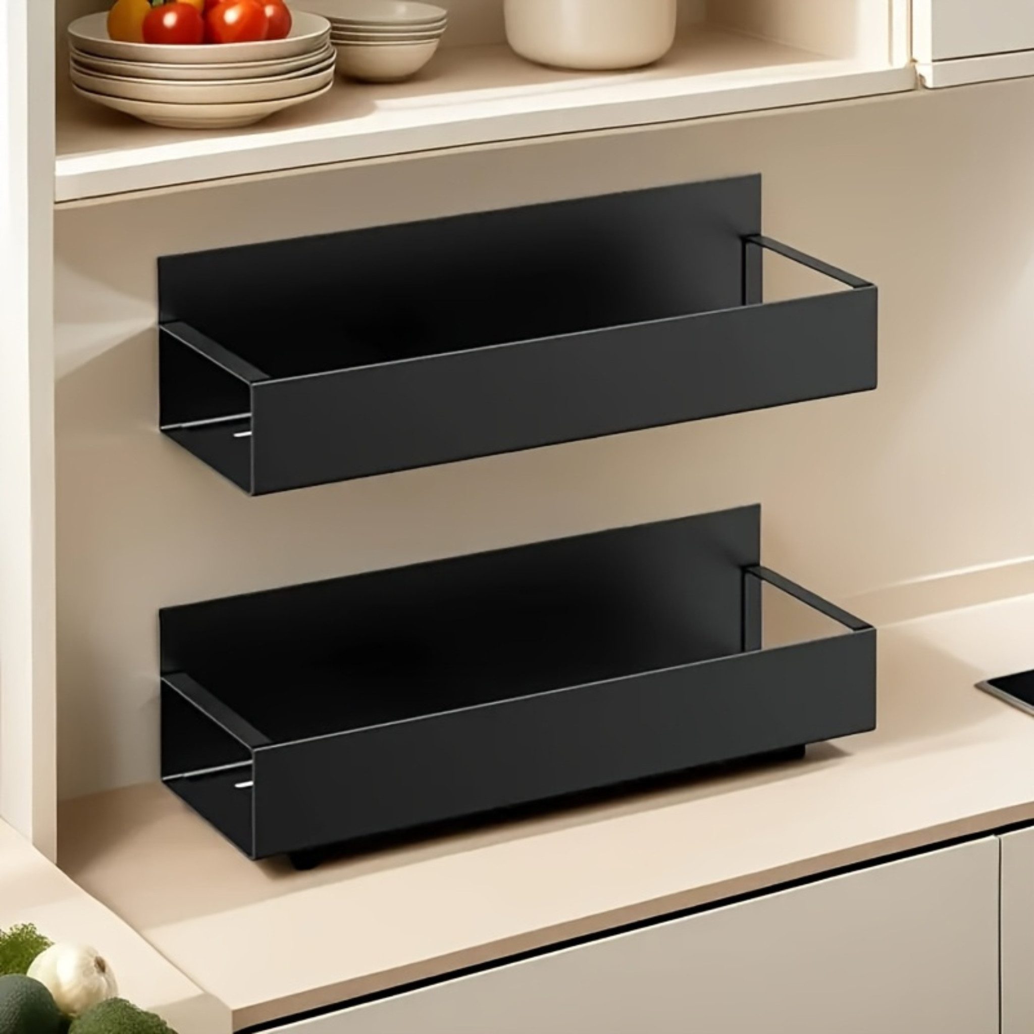 Norvéa Home Ablageregal Magnetisches Regal Kühlschrankregal Metall Organizer ohne Bohren, Magnetisch, ohne Bohren, aus Metall, vielseitig einsetzbar – Bild 5 von 5