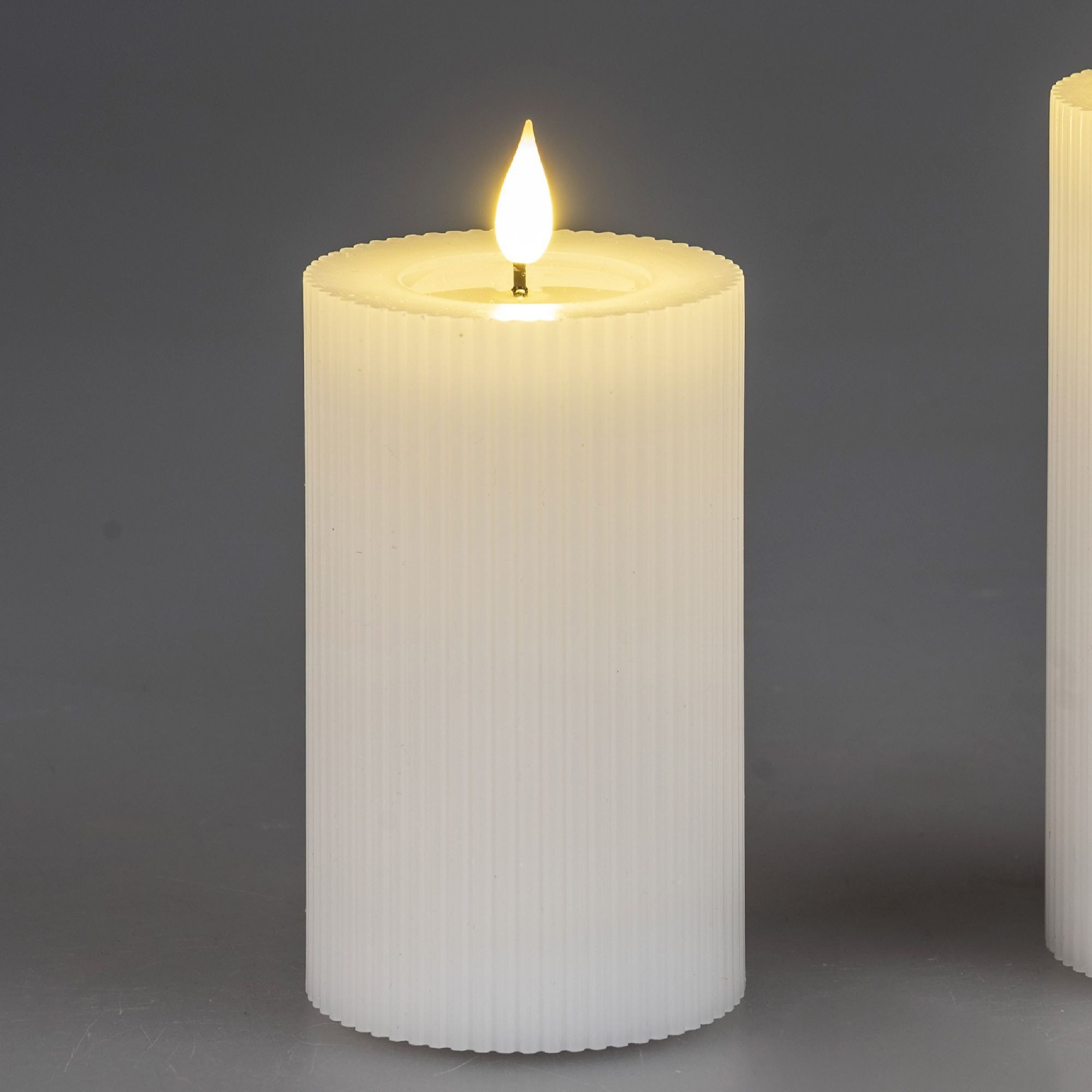 formano LED-Kerze Streifen, Mit Timerfunktion, Weiß, Motiv: Rillen