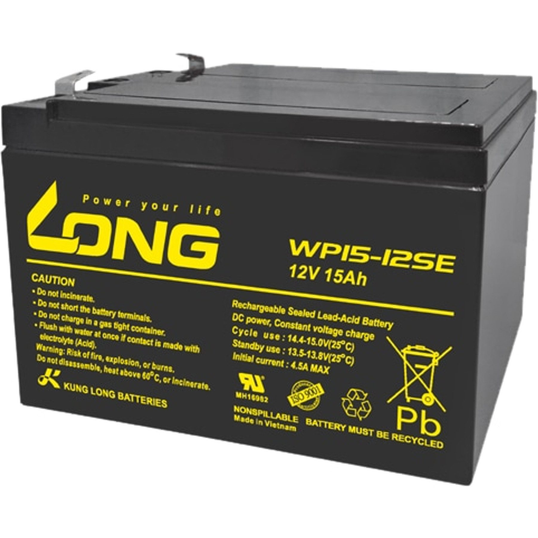 Kung Long KUNG LONG Blei-Akkumulator WP15-12SE-M, 12 V- / 15 Ah Bleiakkus