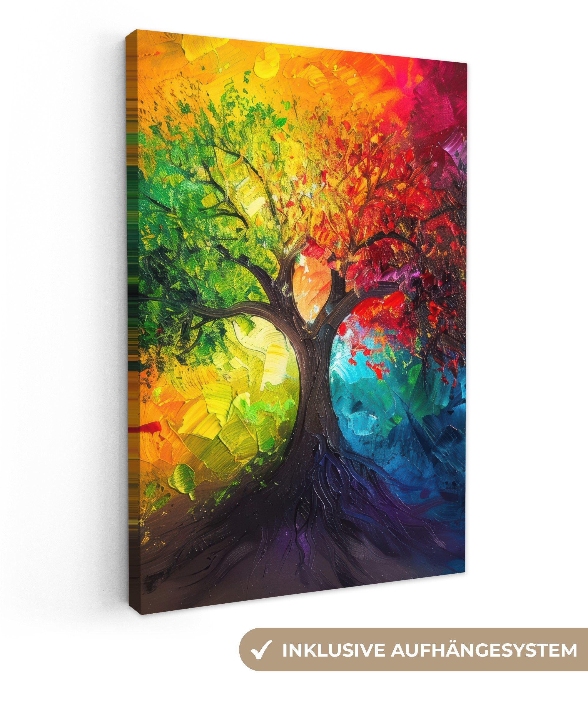 OneMillionCanvasses® Leinwandbild Baum - Farbenfroh - günstig online kaufen