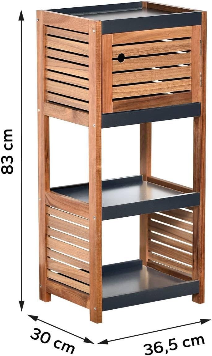 TENDANCE Badmöbel-Set Badschrank Akazie Vorratsschrank Mehrzweckschrank Aufbewahrungsschrank