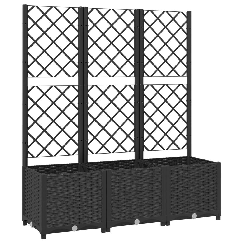 vidaXL Pflanzkübel, Pflanzkasten mit Spalier Schwarz 120x40x136 cm PP