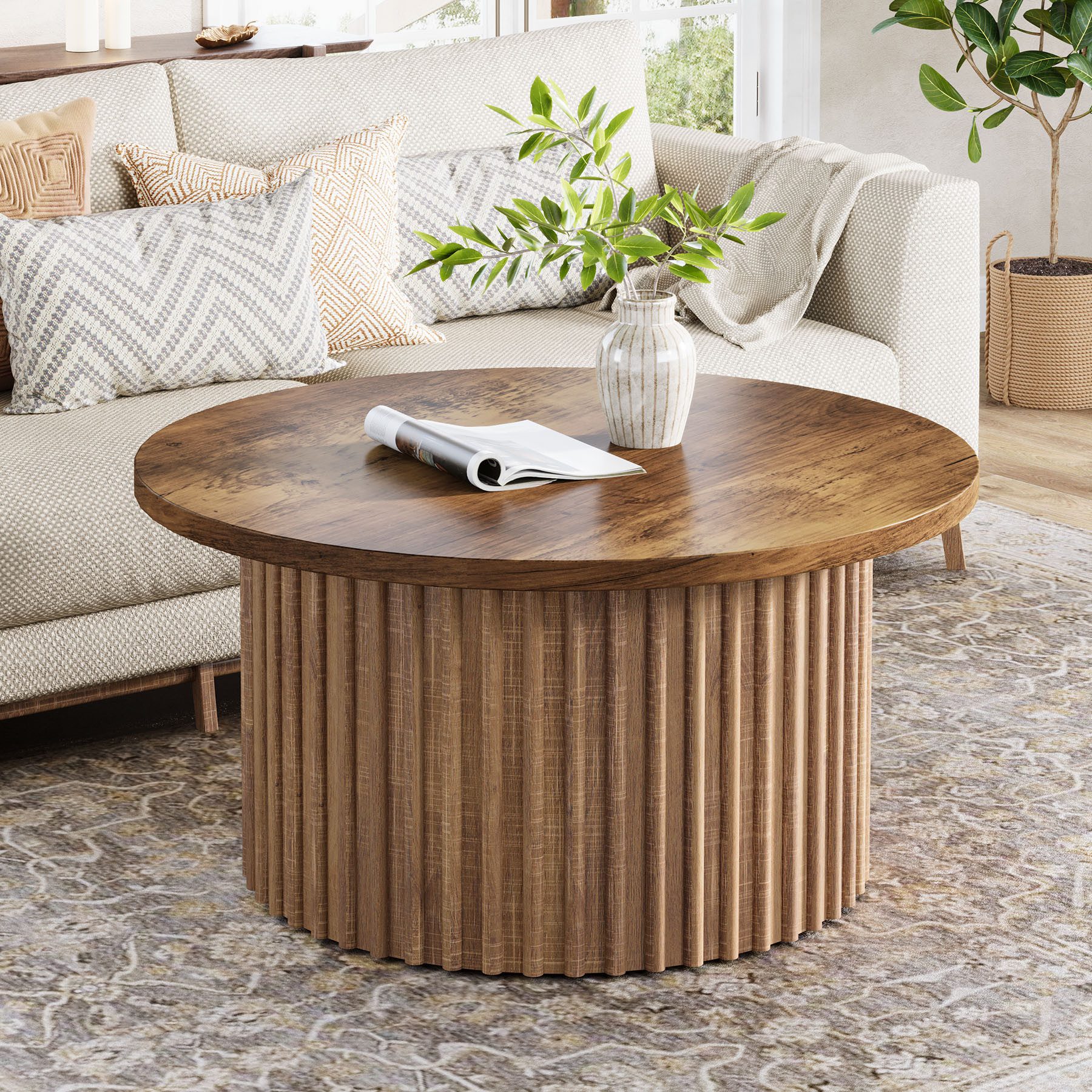 Tribesigns Couchtisch 80cm runder Beistelltisch mit günstig online kaufen