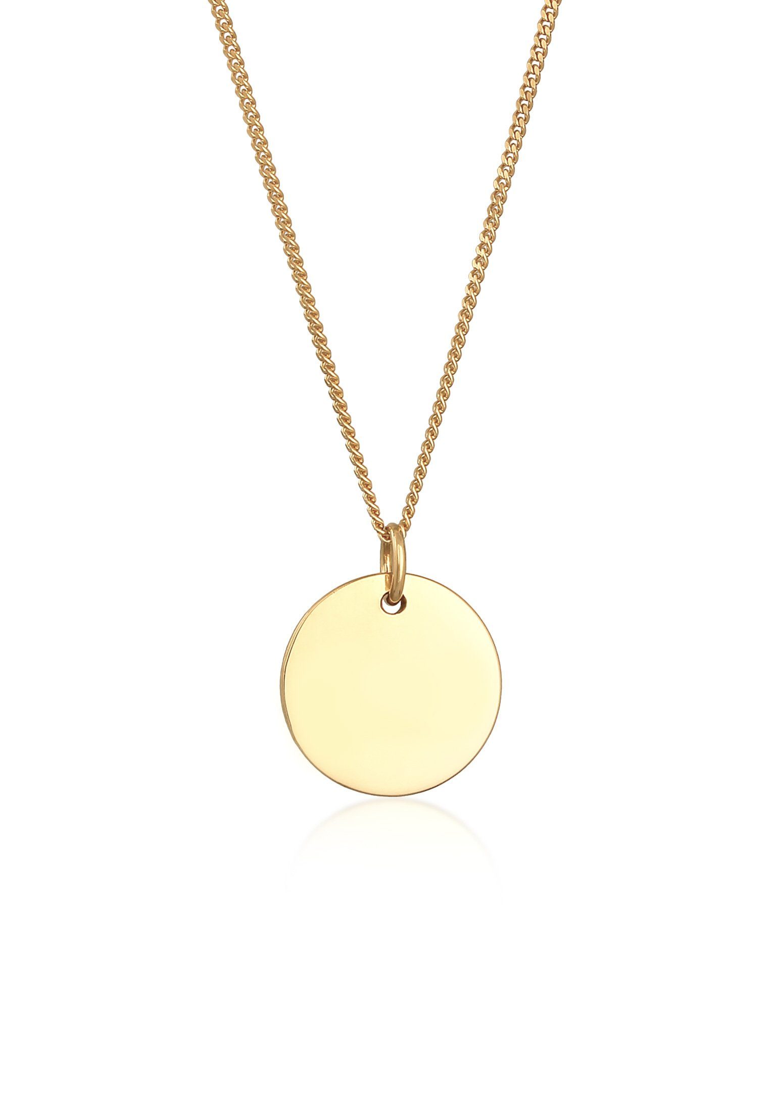 Kette mit Anhänger Basic Plättchen Panzerkette 925 Silber
