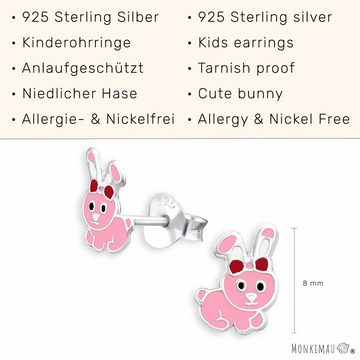 Monkimau Paar Ohrstecker Kaninchen Kinder Ohrringe aus 925 Silber (Packung)