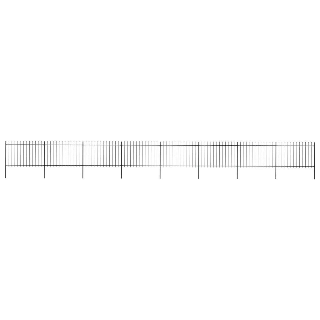 vidaXL Gartenzaun Gartenzaun mit Speerspitze Stahl 1339 x 120 cm Schwarz, (1-St)