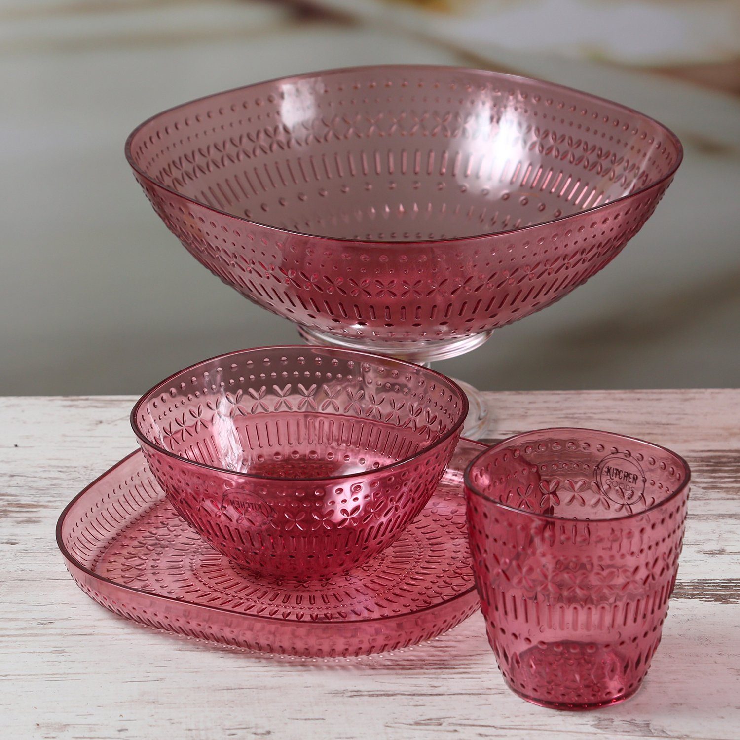 MARELIDA Dessertteller Teller flach Camping Picknick Essteller Dessertteller D: 20,4cm pink, (1 St)
