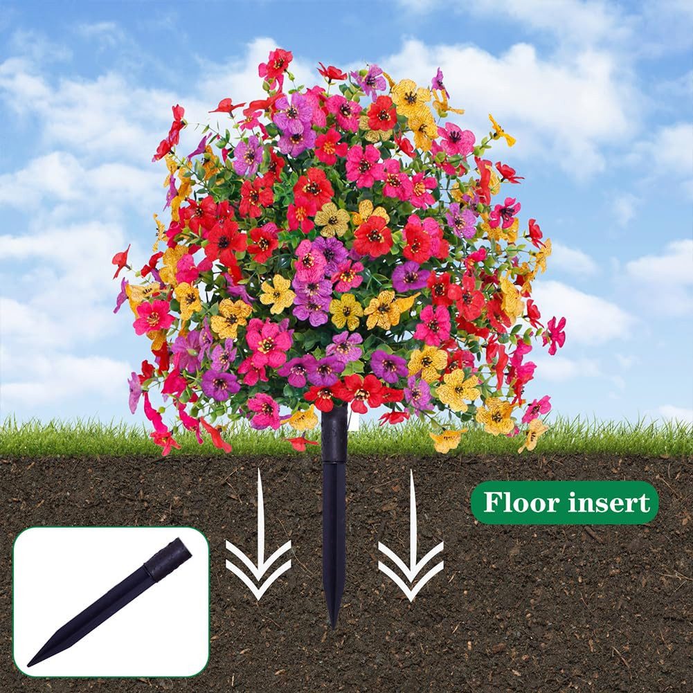 Kunstpflanze 2pcs Künstliche Sträucher für Outdoor mit Ground Spike, GarveeMore – Bild 3 von 5