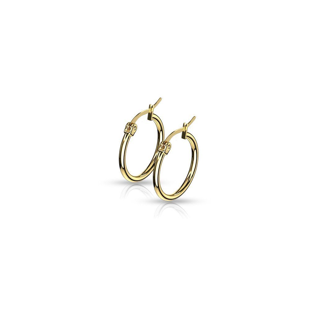 BUNGSA Ohrring-Set Creolen Klassisch schmal Gold aus Edelstahl Damen - 20 mm (1 Paar (2 Stück), 2-tlg), Ohrschmuck Ohrringe